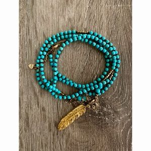Anthropologie teal & gold bead necklace/bracelet